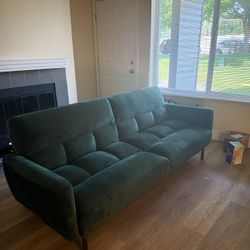 Green Velvet Couch (also a futon)