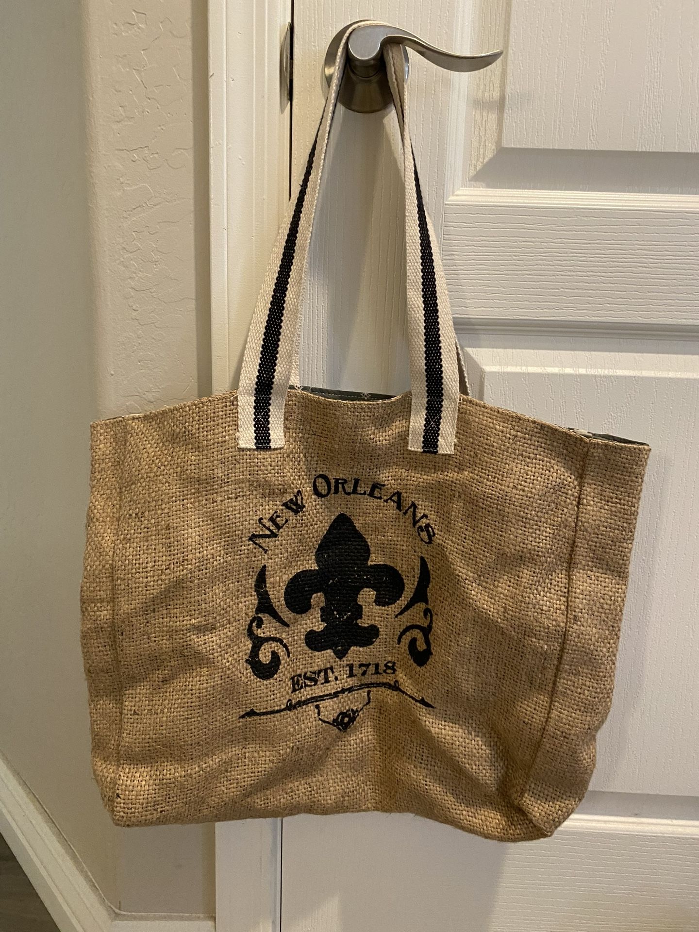 New Orleans Jute Tote Bag