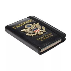 RFID Anti-Magnetic Passport Cover Passport Holder USA Metal Badge Bag Multi-Card Elastic Band Passport Case