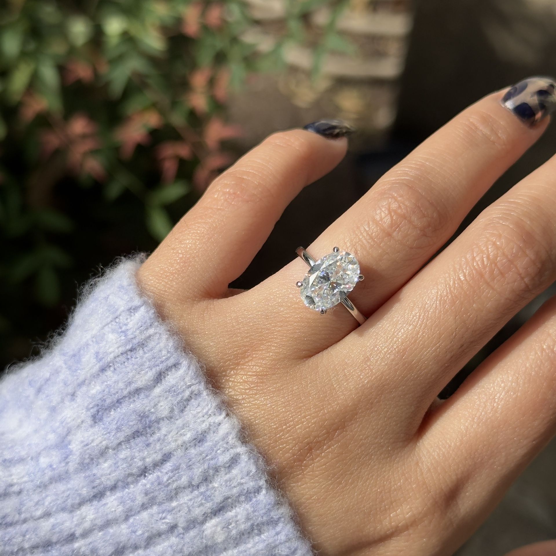 4.5ct oval cut vvs1 D Moissanite solitary ring 5,6,7,8