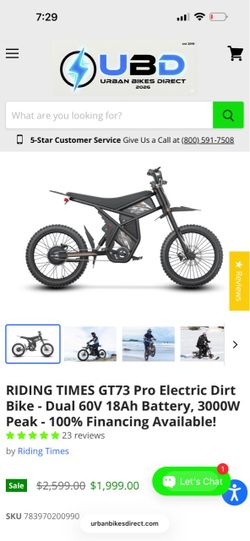 New in box Off road GT73 Pro Electric Motorbike Top speed 50Mph 87 Miles range