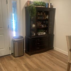 Rustic Black China Buffet with Chicken Wire Door