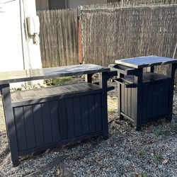 OUTDOOR GRILL/PREP STATIONS with STORAGE and ACCESSORIES