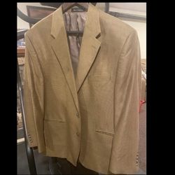 Ralph Lauren Mens Sz 42L Gold Tan Suit Coat Single Vent Notch Lapel 2 Button