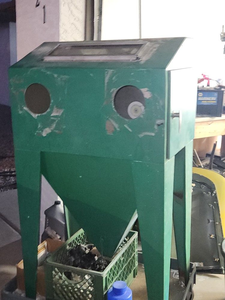 Sand Blast Cabinet 30 X 20 X 20 Overal Height 53" With A Deep Hopper