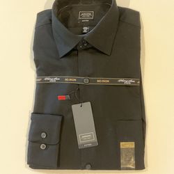 ARROW Fitted No-Iron Men’s Black Long Sleeve Dress Shirt - 14.5” x 32/33