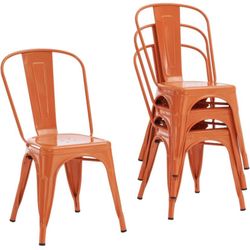 Metal Dining Chair Farmhouse Tolix Style for Kitchen Dining Room Café Restaurant Bistro Patio, 18 Inch, Stackable, Waterproof Indoor/Outdoor (Sets of 