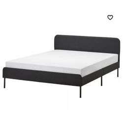 IKEA Full Size Upholstered Bed Frame with Slats – Light Gray – Excellent Condition