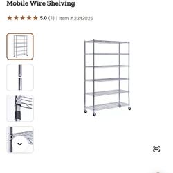 6-Tier Shelves Steel Wire Utility Storage Rack On Wheels 