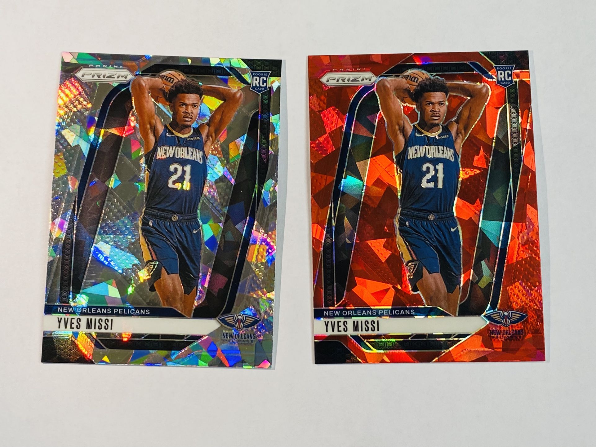 2024-25 Panini Prizm Basketball Yves Missi #233 Rookie RC Cracked Ice & Red Ice