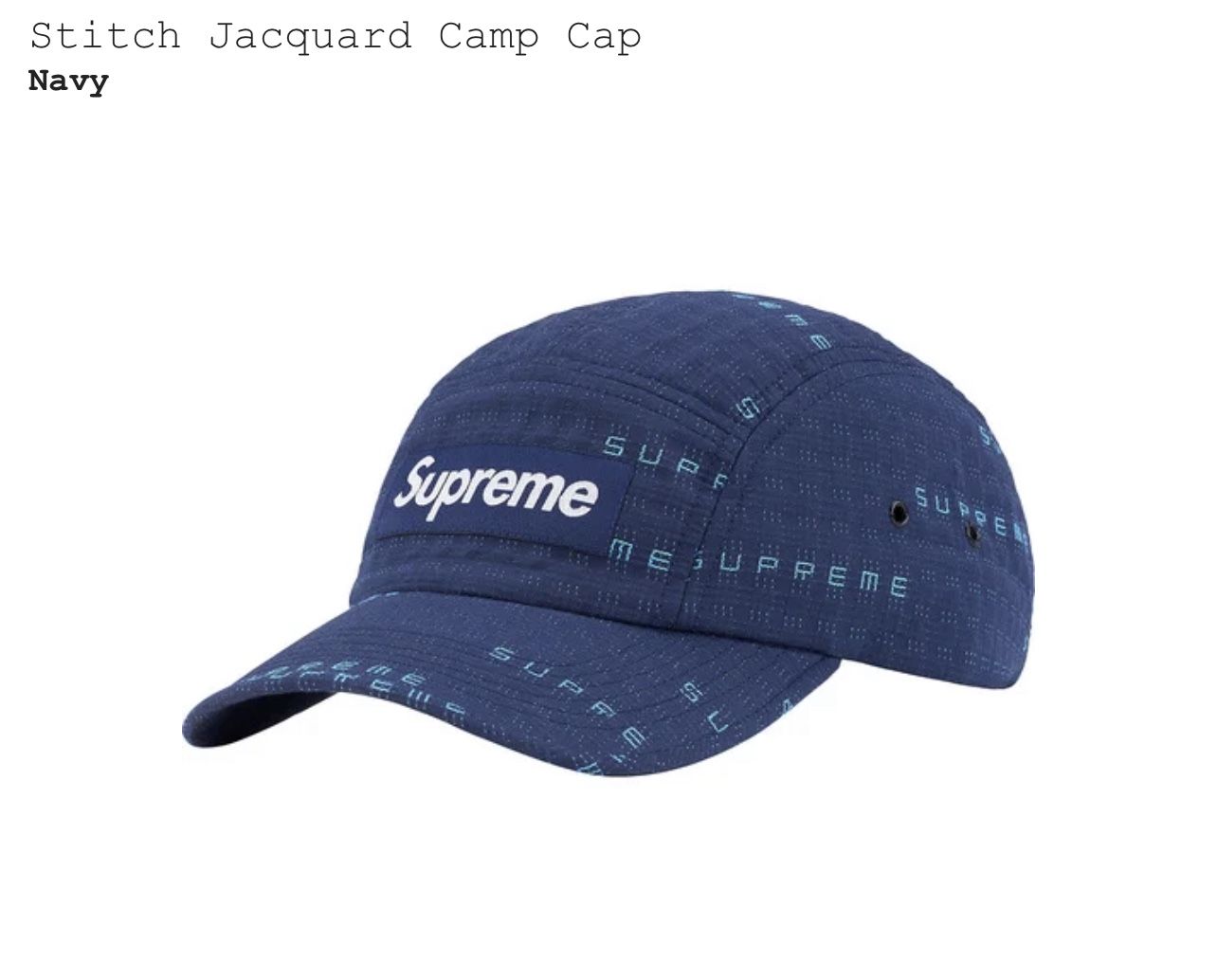 Supreme Stitch Jacquard Camp Cap Navy