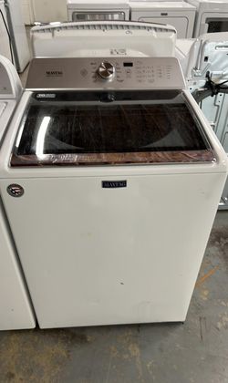 Maytag Top Load Washer – HE, Glass Lid, White