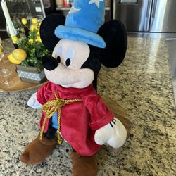 Genuine Disney Store Sorcerer Mickey Mouse Plush Doll 24" Wizard Fantasia Plush