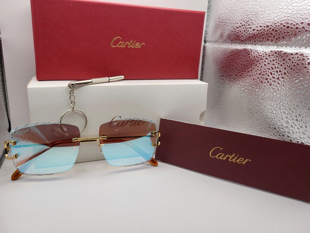 Cartier Glasses Rimless(Blue Mirror)