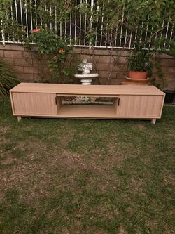 Modern Light Oak TV Stand Media Console