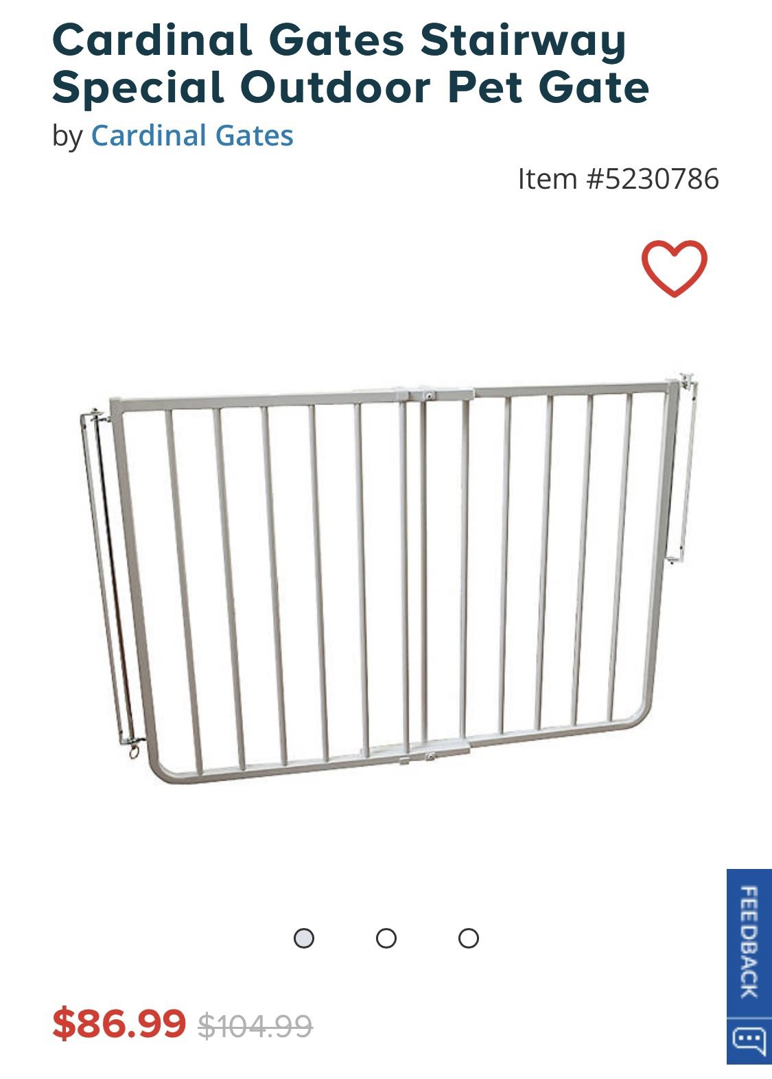 27” To 42.5” Wide 30”-Tall Swing Metal Baby Gate 