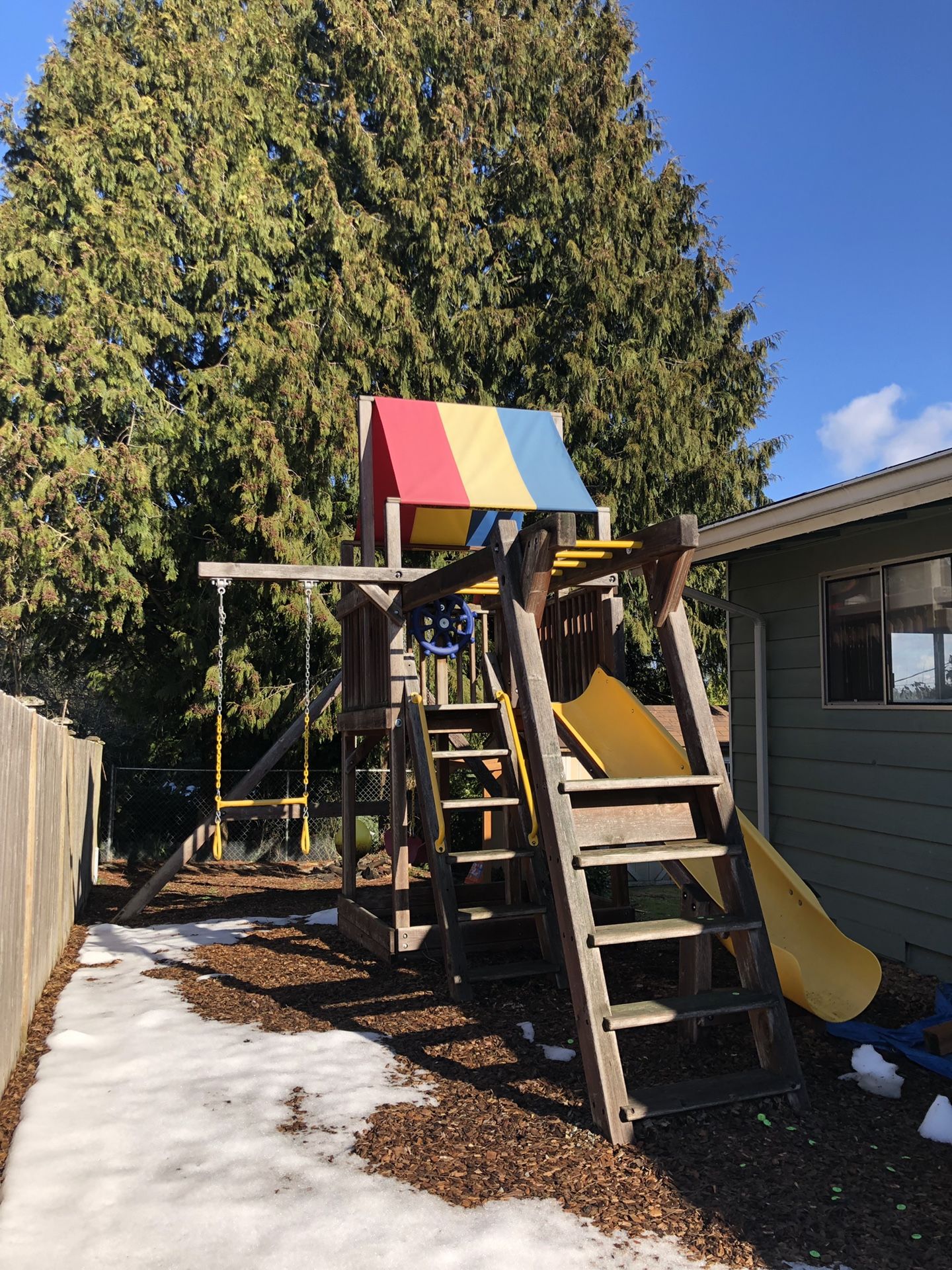 Rainbow Play Systems Play Structure, Wooden Swing Set