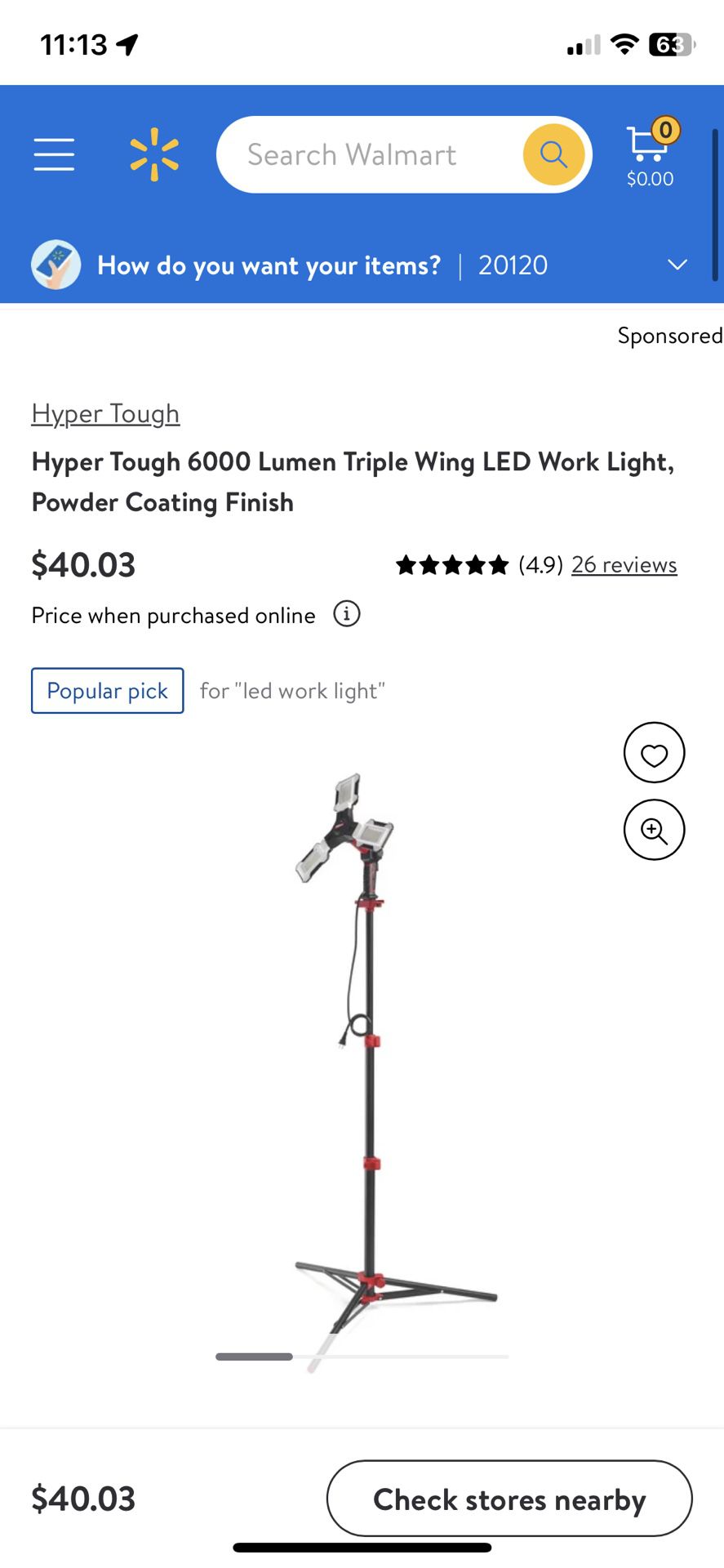 Corded Led Work Light 6000 Lumen