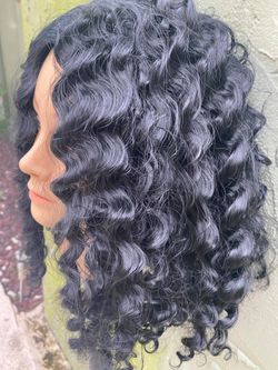 Curly Black Wig 16 Inches Shoulder length Medium For Black Women and White Womens Wigs