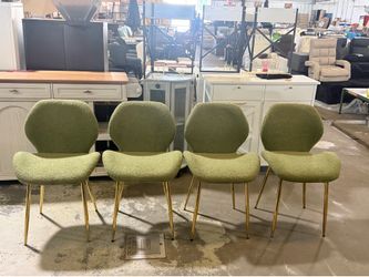 🔥Set of 4🔥Modern Minimalist Teddy Velvet Dining Chairs with Sturdy Gold Metal Legs and Comfortable Backrest Design, Suitable for Restaurants, Kitche