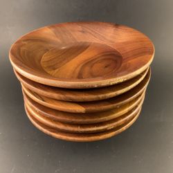 Vintage MCM USA Solid American Walnut Wooden Bowls SET OF 6