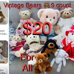$20 big Bundle of Vintage Bears 🐻 all included 9 of them in great condition