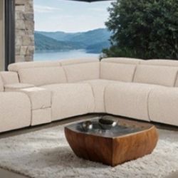 Brand New Beige Super Plush Power Reclining Sectional Sofa 
