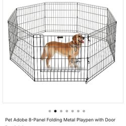Pet Adobe Metal Animal Enclosure/fence W Door Dog, Cat, Rabbit, EUC