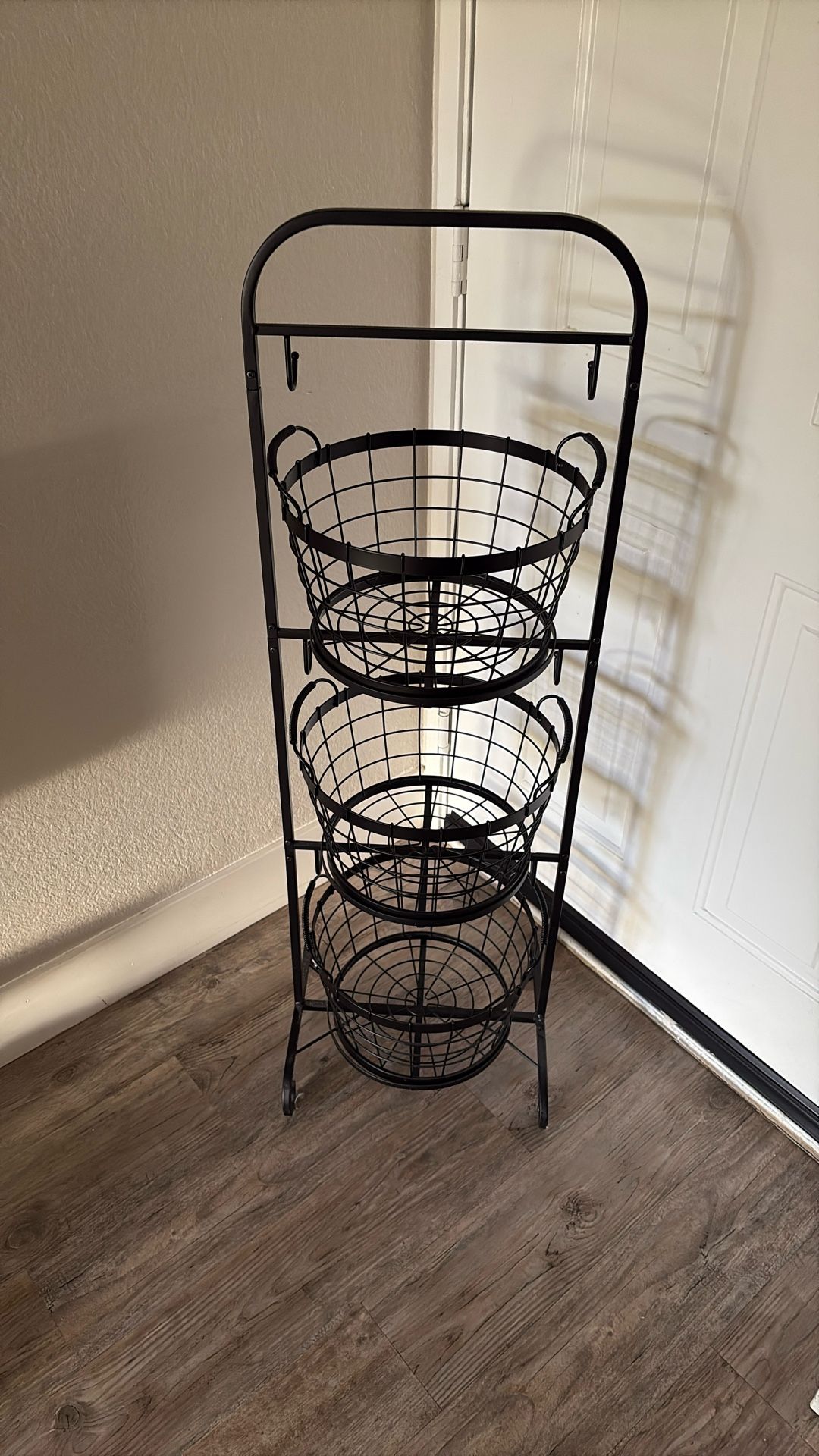 3-tier metal fruit basket - Black Metal Rack - Kitchen Storage 46”x16”x13”