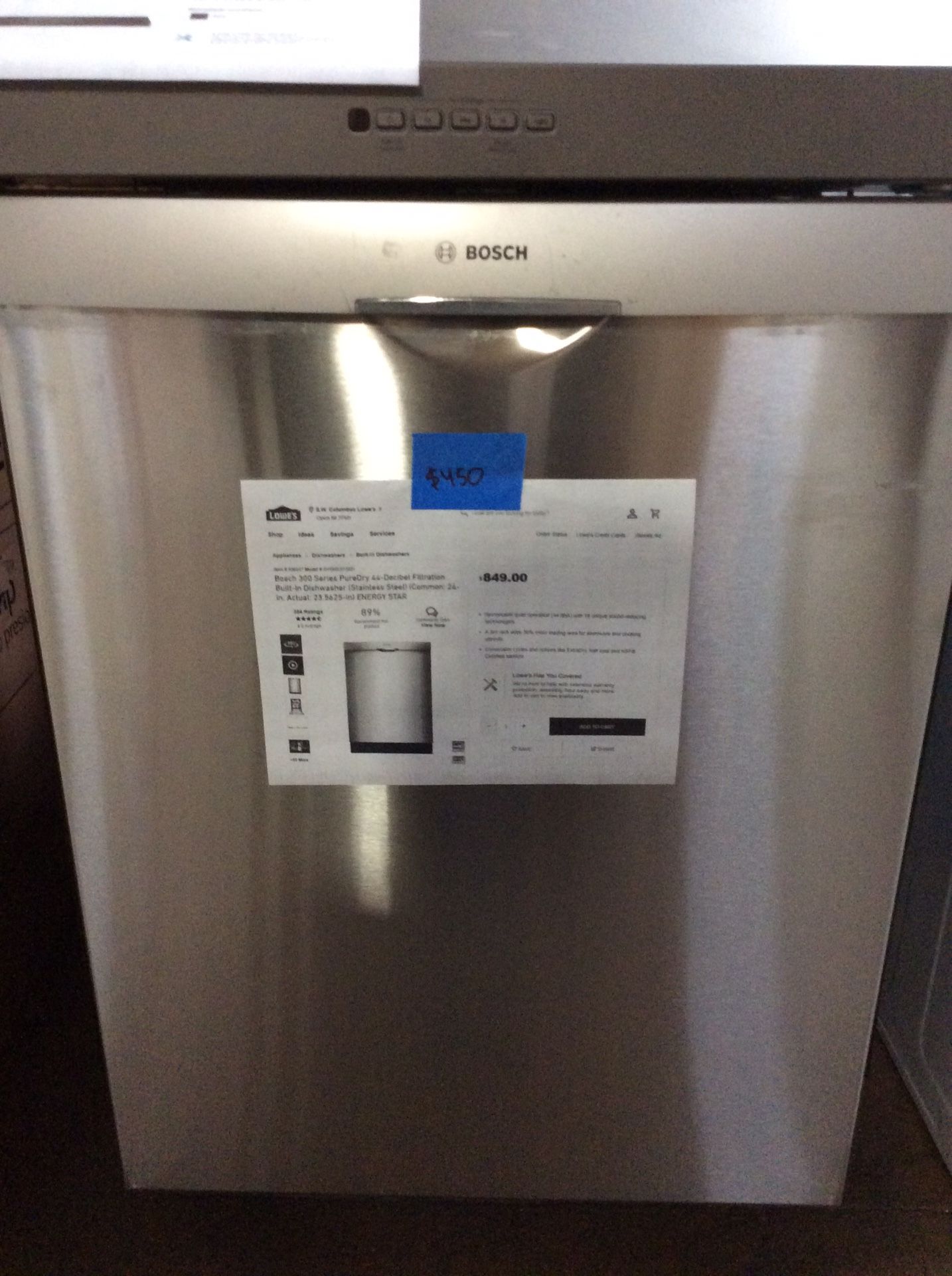 Bosch dishwasher/ scratched/ $450 by appointment