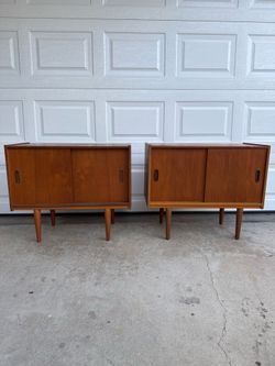 mid century teak nightstand set