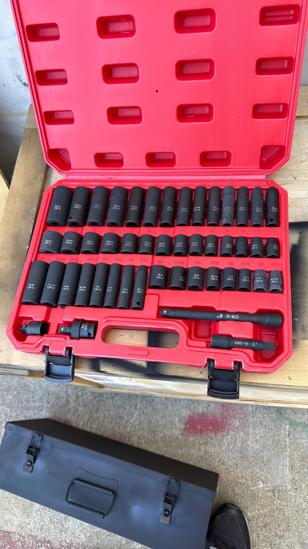 48pc 3/8” 1/2” Drive Combination Deep Impact Socket Set Metric And SAE Sockets