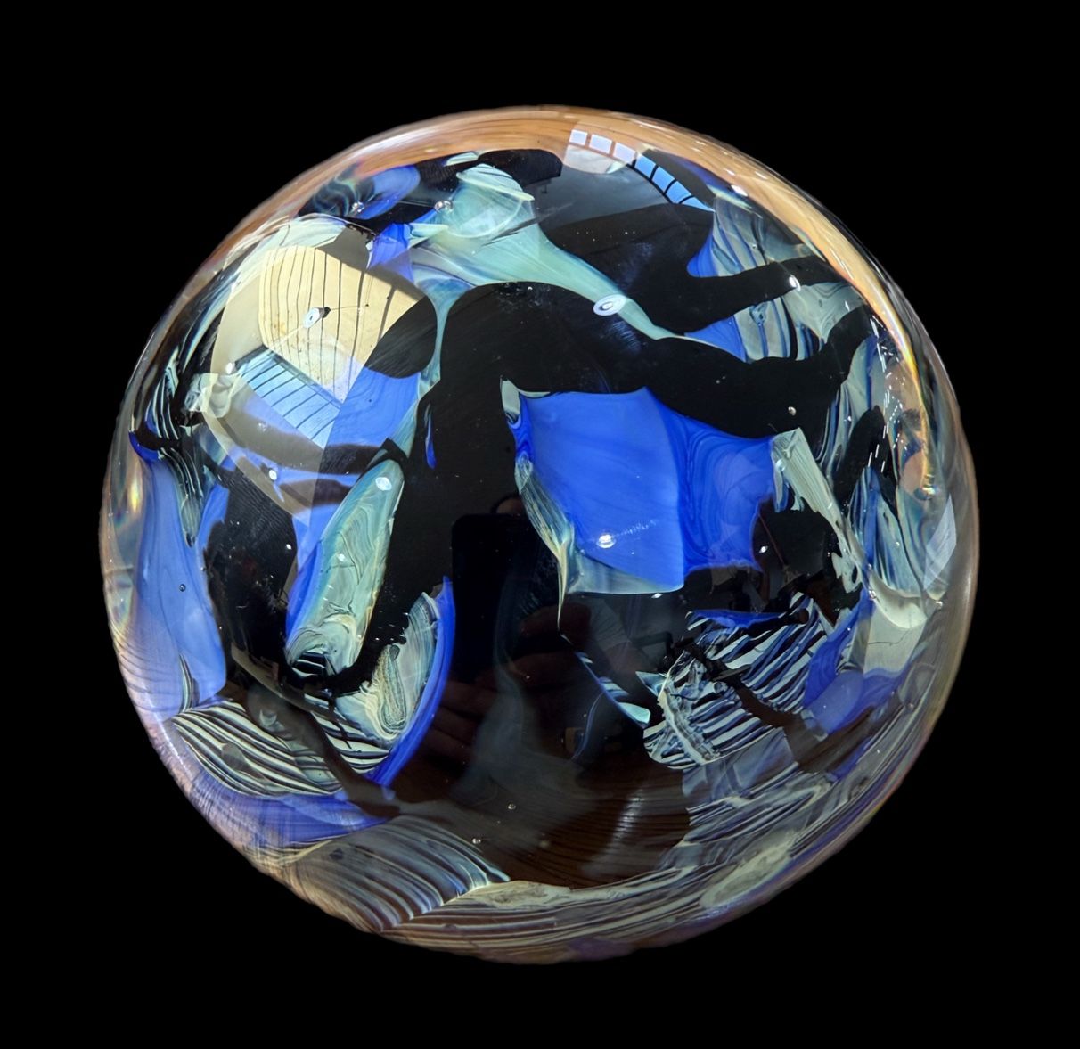 Andrew’s Karg Signed Dichroic Glass Large Paperweight  6x6