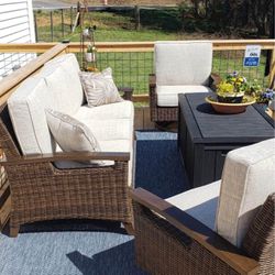 Patio Couch and 2 Chair Set Outdoor Furniture Set