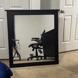 Nice Dark Wood Framed Large Hanging Wall Mirror 