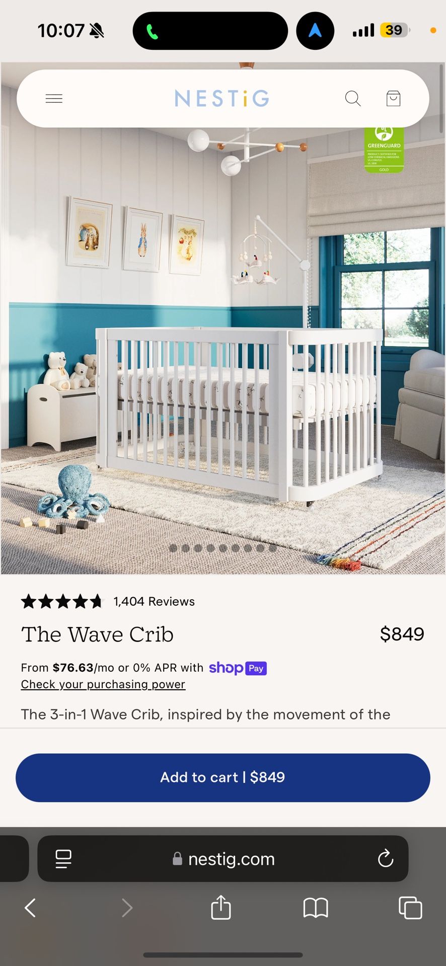 Title Nestig wave crib 3 in 1 convertible crib WITH new Newton baby standard size crib mattress