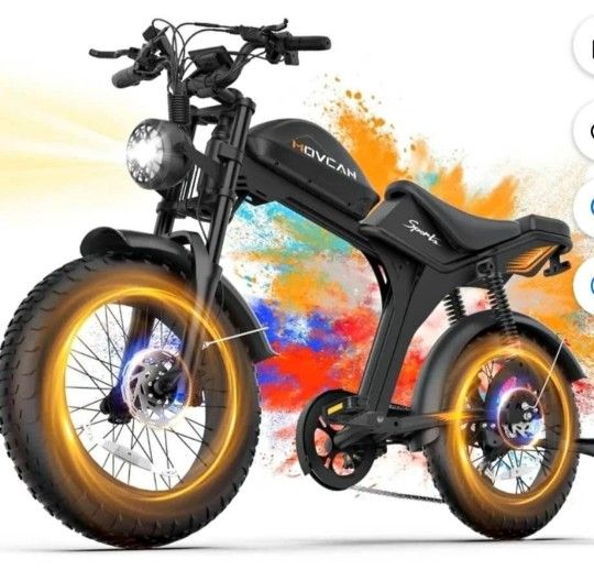 Movcan V70 Electric Bike for Adults, Peak 2500W 35mph 52V 23.4Ah Mountain Ebike,20" Fat Tire Full Su