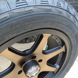 20X9 Satin Bronze and Black Centerline Rims 275 55 20 All Terrain Tires