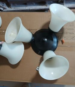 Light Fixtures. 3 Bulb Ceiling Mounting and Electrical wires attached.  Set of 2. Bronze Finish. LED LIGHT BULBS INCLUDED!