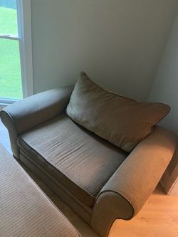 Oversized Tan Chair with matching Ottoman