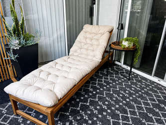 Chaise, outdoor light brown with cushion