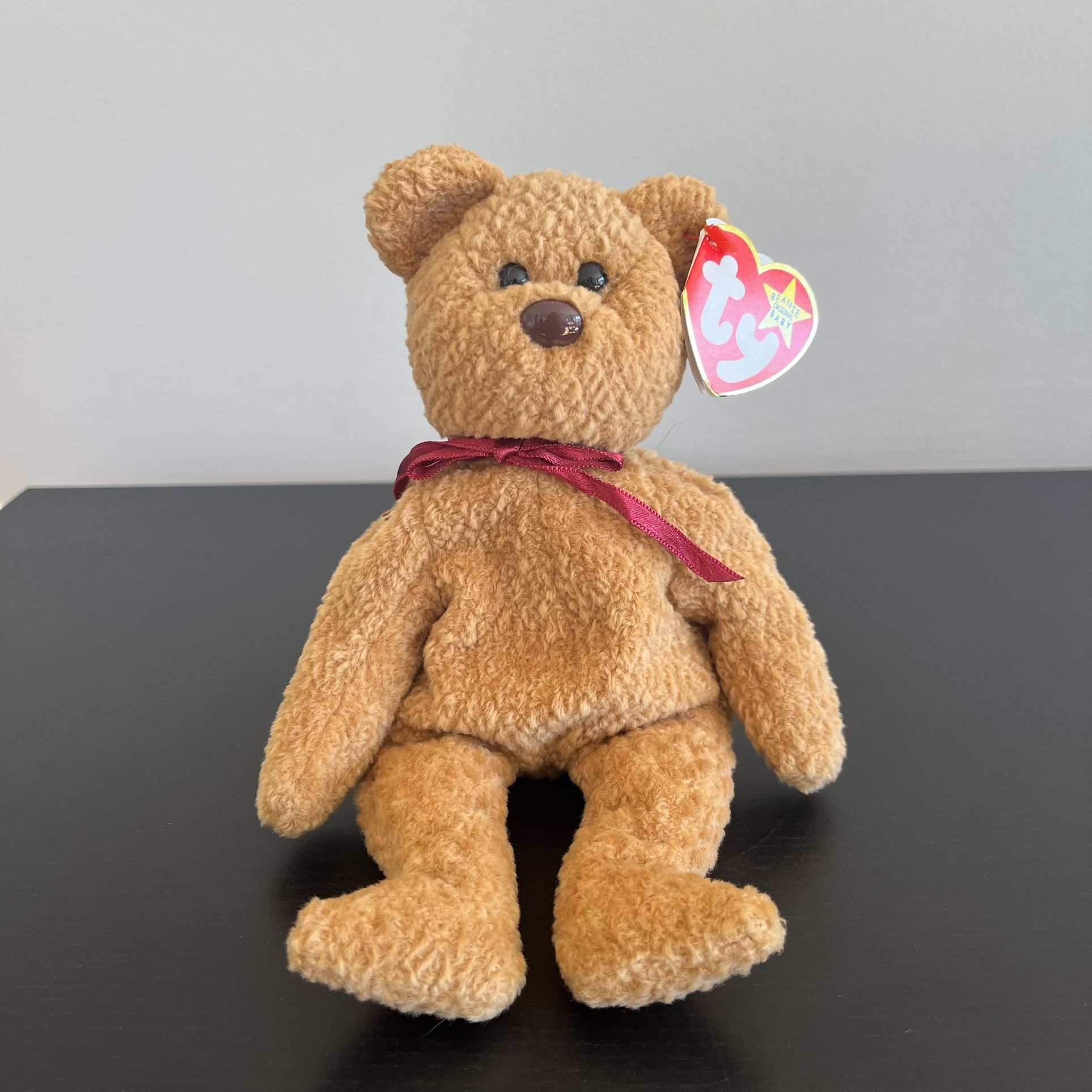 TY Beanie Baby Curly Bear Plush Stuffed Animal 8 Inch
