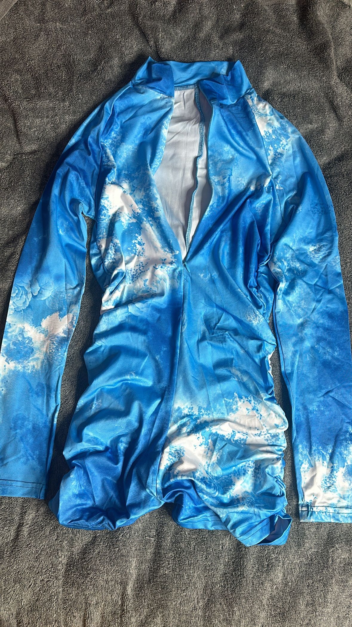 Blue Zip Up Romper