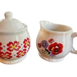 The Pioneer Woman Ceramic Creamer and Sugar Set, Flea Market Design