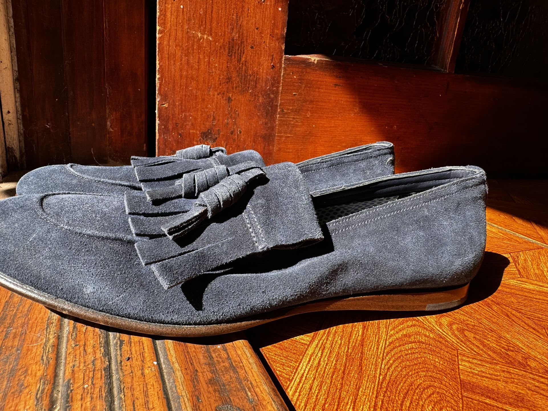 Prada Men’s Dress Loafers Blue Suede Calzature Uomo Size...
