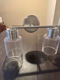 Set of 3 2-Light Brushed Nickel Vanity Wall Sconce