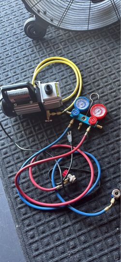 Rotary Vane Vacuum Pump with Manifold Gauge Set