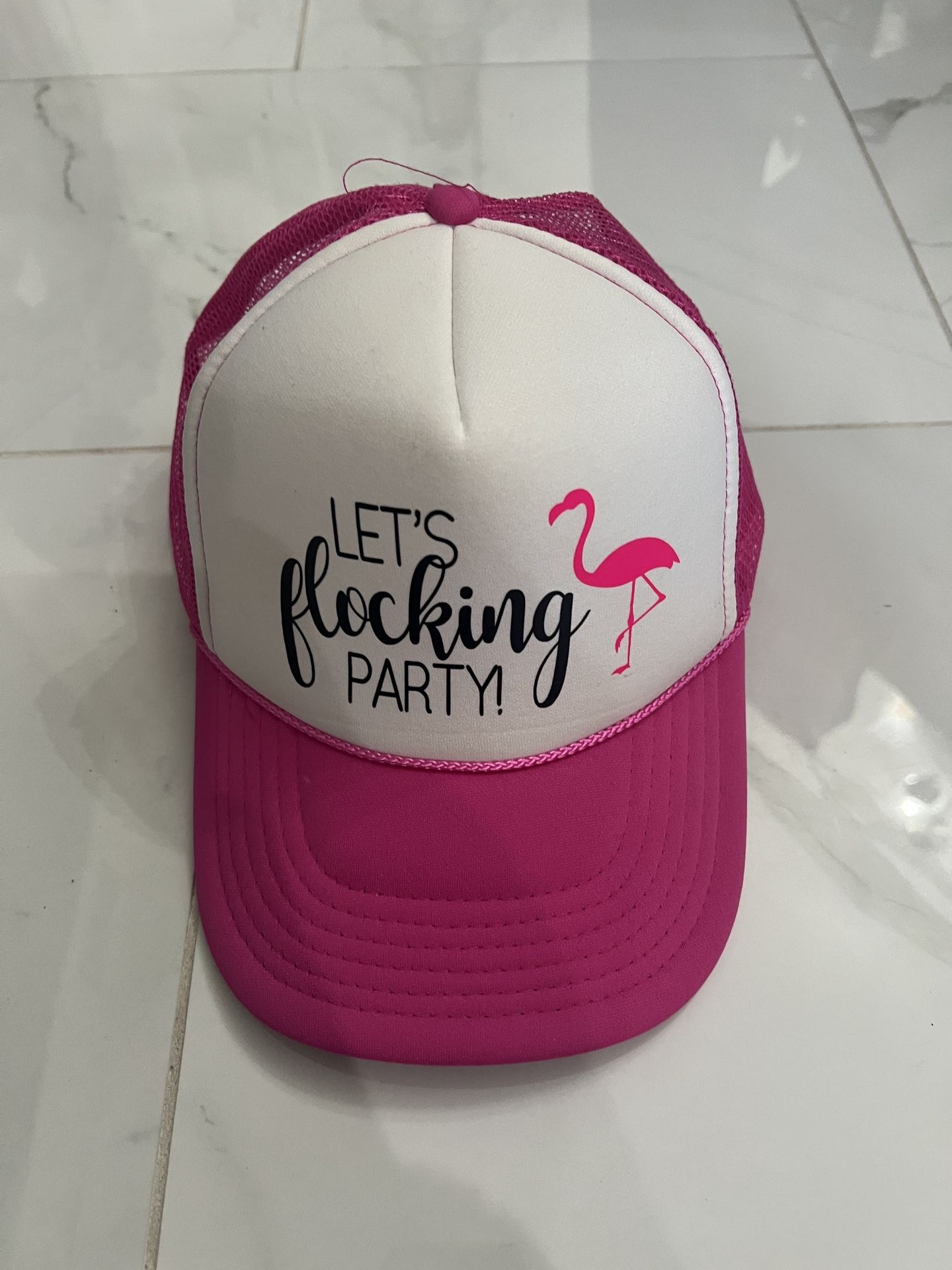 Let’s Flocking Party Pink Flamingo Trucker Hat
