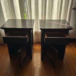 Solid Wood Vintage Rustic Bed End Tables
