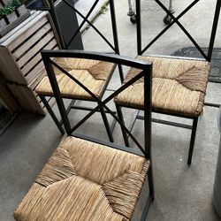 4 Metal & Woven Chairs Very Sturdy $10 Ea